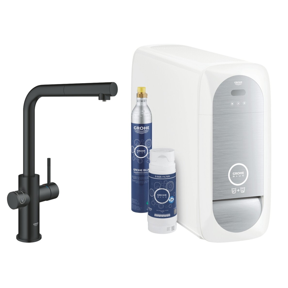 GROHE Blue Home virtuvinis maišytuvas su aušintuvu ir gazavimu, ištraukiamas L snapas 4 GROHE Blue Home virtuvinis maišytuvas su aušintuvu ir gazavimu, ištraukiamas L snapas 4