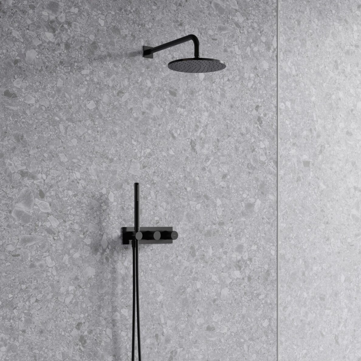 Antracito spalvos potinkinė dušo sistema Omnires Contour SYSCT10AT