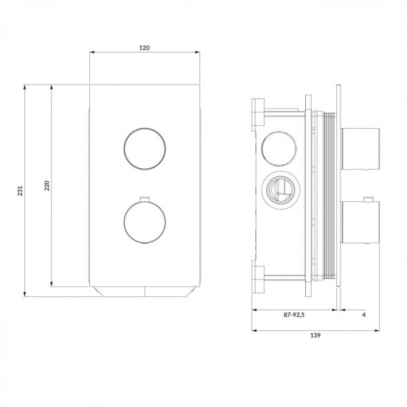 Antracito spalvos termostatinis dušo/vonios maišytuvas Omnires Contour CT8036AT 3 Antracito spalvos termostatinis dušo/vonios maišytuvas Omnires Contour CT8036AT 3