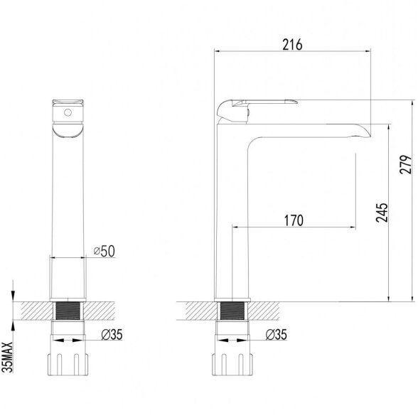 Aukštas juodos matinės spalvos maišytuvas praustuvui Sacramento 1 Aukštas juodos matinės spalvos maišytuvas praustuvui Sacramento 1