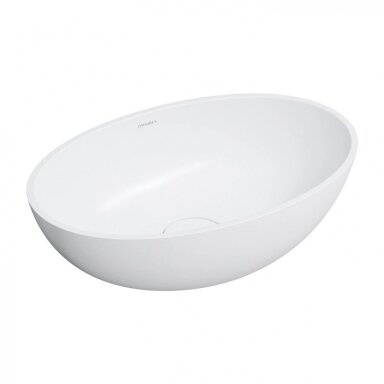 Baltos matinės spalvos pastatomas ant stalviršio praustuvas Omnires SHELL M+ SHELL500UNBM 50 x 32 cm