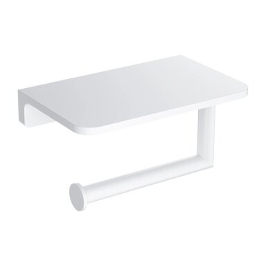 Baltos matinės spalvos tualetinio popieriaus laikiklis su lentynėle mobiliajam telefonui Omnires Modern Project 16 x 10 cm Baltos matinės spalvos tualetinio popieriaus laikiklis su lentynėle mobiliajam telefonui Omnires Modern Project 16 x 10 cm