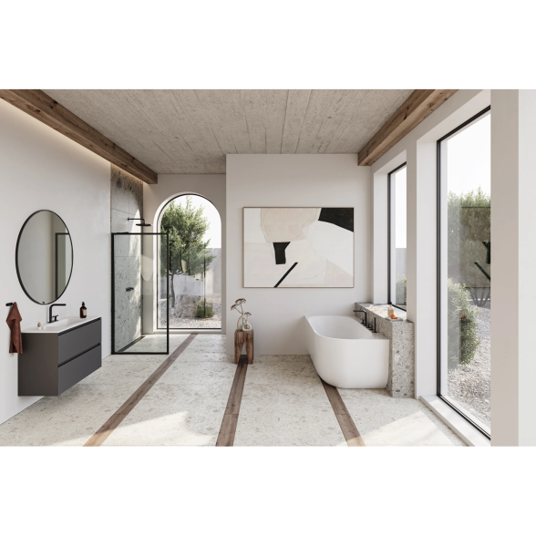 Balteco Marin 170cm lieto akmens kampinė laisvai pastatoma vonia 8