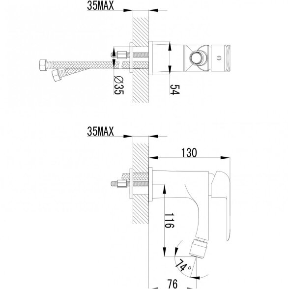 Baltos/chromo spalvos maišytuvas bidė Omnires Sacramento SC2320CRB 1