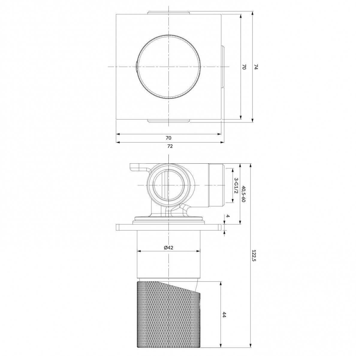 Braižyto aukso spalvos dušo maišytuvas Omnires Contour CT8045GLB 1 Braižyto aukso spalvos dušo maišytuvas Omnires Contour CT8045GLB 1