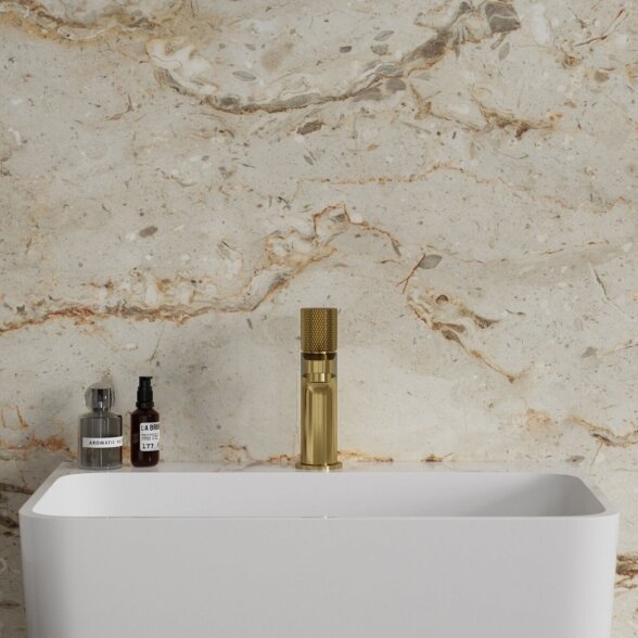 Braižyto aukso spalvos maišytuvas praustuvui Omnires Contour CT8010GLB 2