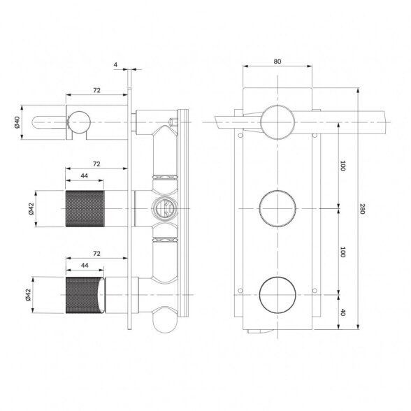 Braižyto aukso spalvos potinkinis vonios/dušo maišytuvas Omnires Contour CT8035/1GLB 1 Braižyto aukso spalvos potinkinis vonios/dušo maišytuvas Omnires Contour CT8035/1GLB 1