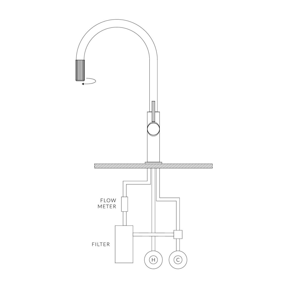 Chromo spalvos maišytuvas virtuvės plautuvei su filtruoto vandens sistema Omnires Switch 2 Chromo spalvos maišytuvas virtuvės plautuvei su filtruoto vandens sistema Omnires Switch 2