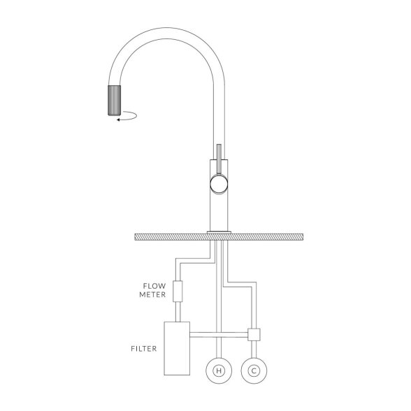 Chromo spalvos maišytuvas virtuvės plautuvei su filtruoto vandens sistema Omnires Switch 2 Chromo spalvos maišytuvas virtuvės plautuvei su filtruoto vandens sistema Omnires Switch 2