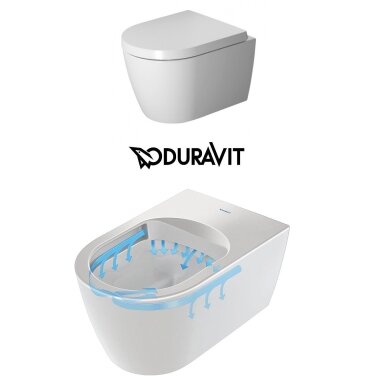 Duravit Me by Starck Compact pakabinamas klozetas su Rimless (berėmis) ir lėtaeigiu dangčiu Duravit Me by Starck Compact pakabinamas klozetas su Rimless (berėmis) ir lėtaeigiu dangčiu