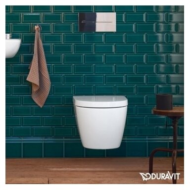 Duravit Me by Starck pakabinamas klozetas su Rimless (be nuplovimo lanko) ir lėtaeigiu dangčiu