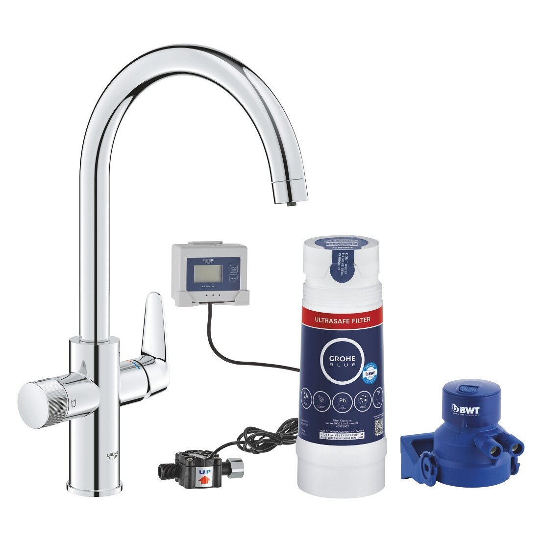GROHE Blue Pure BauCurve virtuvinis maišytuvas su Ultrasafe filtru