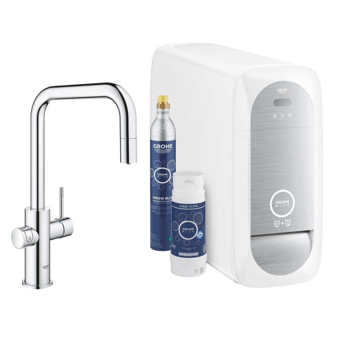GROHE Blue Home virtuvinis maišytuvas su aušintuvu ir gazavimu, ištraukiamas U snapas 1