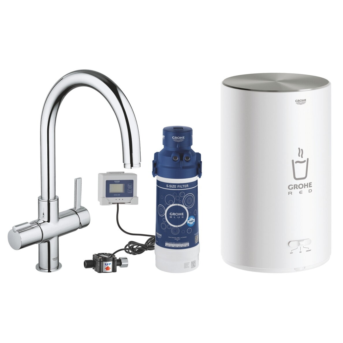GROHE Red Basic Duo virtuvinis maišytuvas su verdančiu vandeniu, M boileris, C snapas GROHE Red Basic Duo virtuvinis maišytuvas su verdančiu vandeniu, M boileris, C snapas