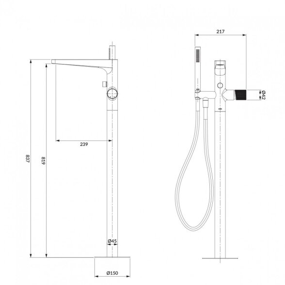 Grindinis maišytuvas voniai Omnires Contour CT8033CR 1