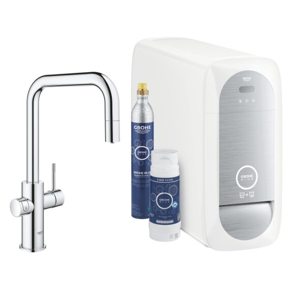 GROHE Blue Home virtuvinis maišytuvas su aušintuvu ir gazavimu, ištraukiamas U snapas 1
