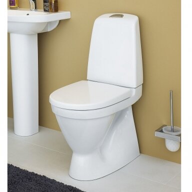Gustavsberg Nautic Hygienic flush pastatomas klozetas su rimless (atviro lanko) technologija bei lėtaeigiu dangčiu Gustavsberg Nautic Hygienic flush pastatomas klozetas su rimless (atviro lanko) technologija bei lėtaeigiu dangčiu