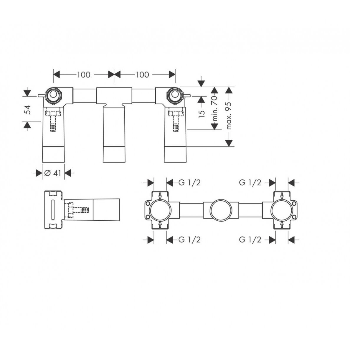 Hansgrohe Axor Citterio 39448000 potinkinis vonios maišytuvas 2