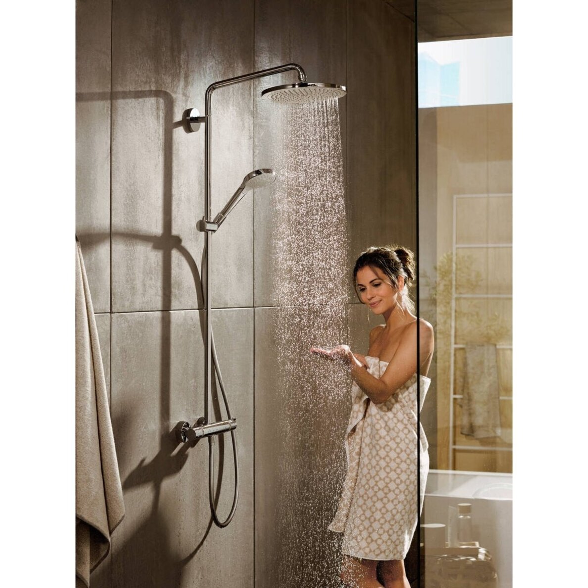 Hansgrohe Croma Select S Showerpipe EcoSmart 280 26794000 termostatinis dušo komplektas Hansgrohe Croma Select S Showerpipe EcoSmart 280 26794000 termostatinis dušo komplektas