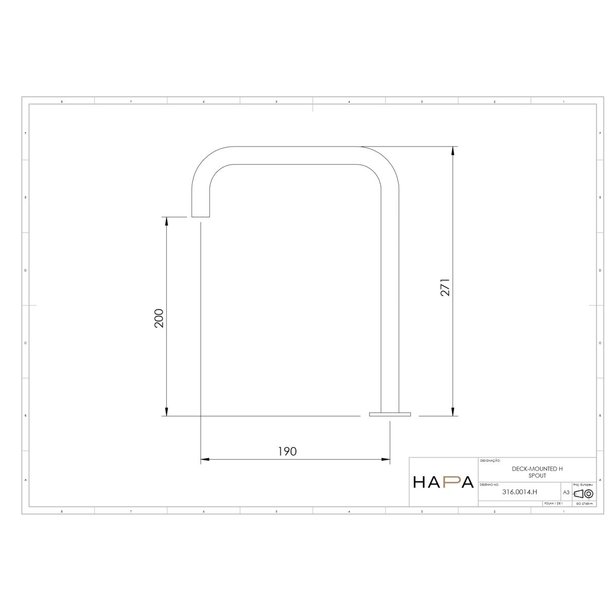 Hapa 316 Inox aukštas praustuvo snapelis H formos 2 Hapa 316 Inox aukštas praustuvo snapelis H formos 2