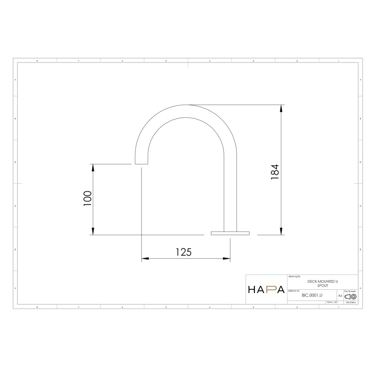 Hapa C35 ant praustuvo montuojamas U formos snapelis, 184 mm 2 Hapa C35 ant praustuvo montuojamas U formos snapelis, 184 mm 2