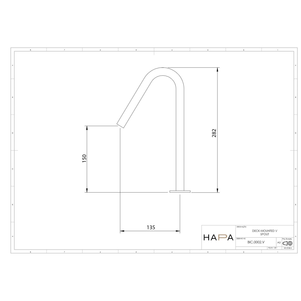 Hapa C35 ant praustuvo montuojamas V formos snapelis, 282 mm 2 Hapa C35 ant praustuvo montuojamas V formos snapelis, 282 mm 2