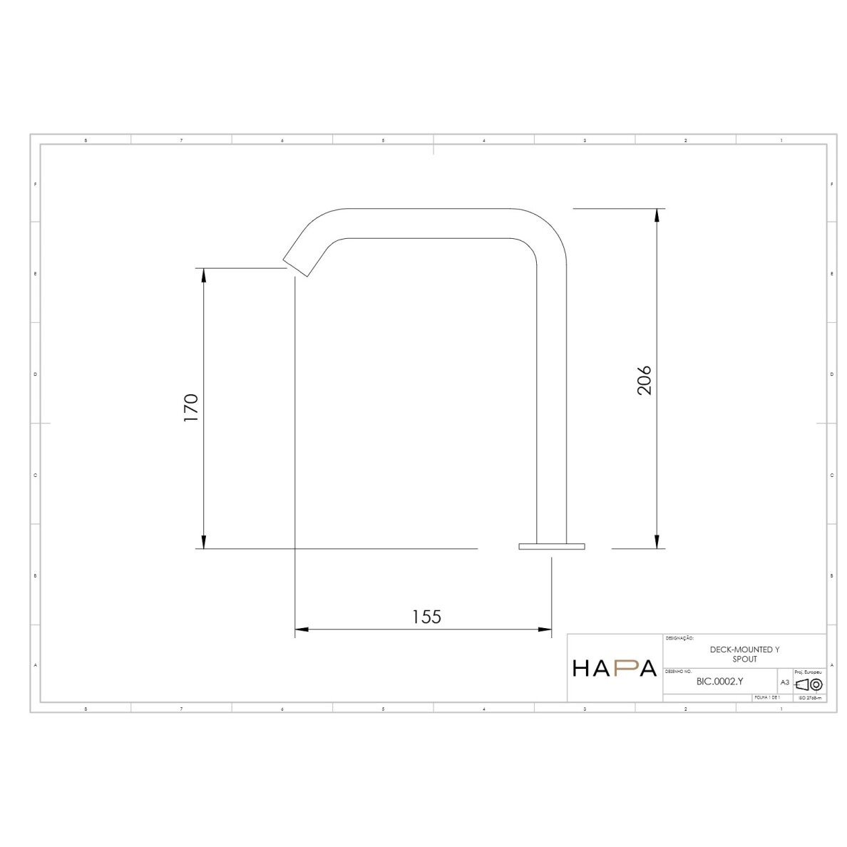 Hapa C35 ant praustuvo montuojamas Y formos snapelis, 206 mm 2