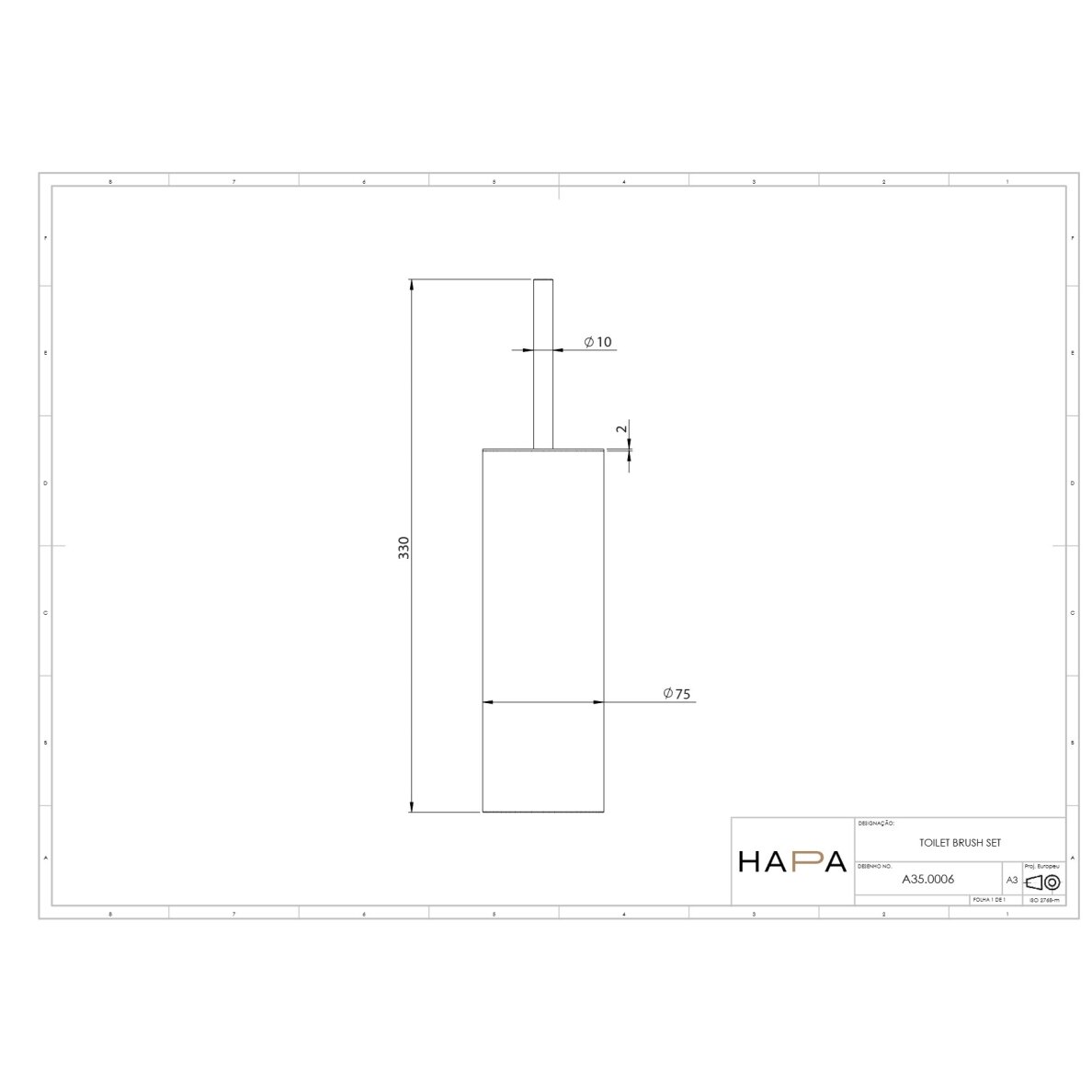 Hapa C35 pastatomas WC šepetys  2