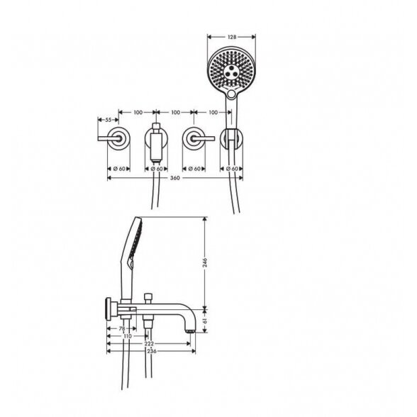 Hansgrohe Axor Citterio 39448000 potinkinis vonios maišytuvas 4