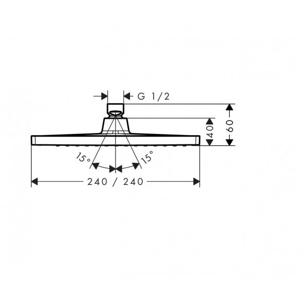 Hansgrohe Crometta E 26726000 dušo galva 24x24 cm iš lubų 1 Hansgrohe Crometta E 26726000 dušo galva 24x24 cm iš lubų 1