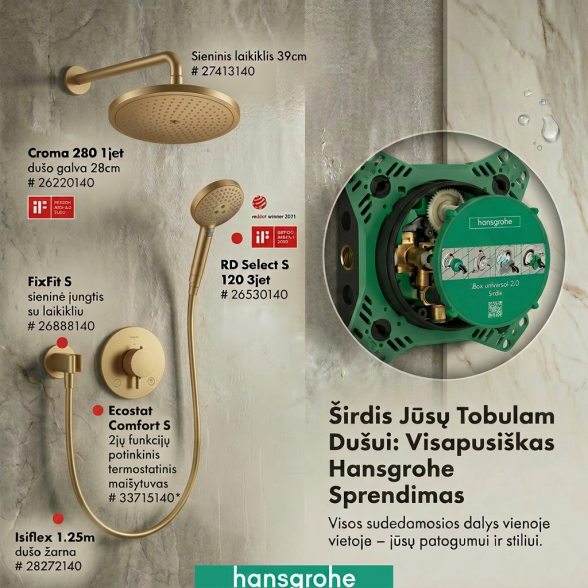 Hansgrohe Ecostat Comfort S potinkinė termostatinė dušo sistema 1