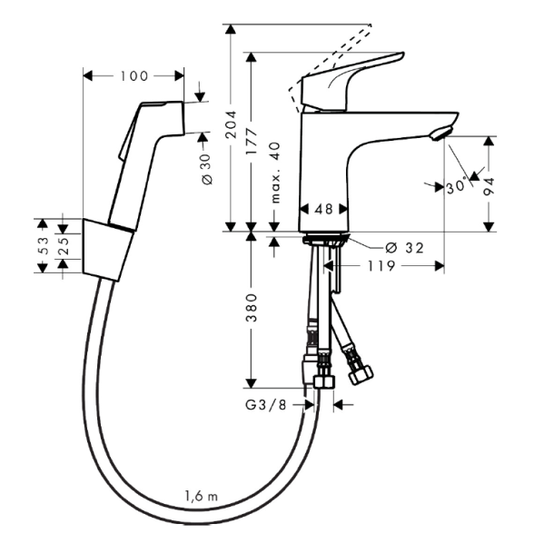 Hansgrohe Focus 100 31927000 praustuvo maišytuvas su bidete dušeliu 1 Hansgrohe Focus 100 31927000 praustuvo maišytuvas su bidete dušeliu 1