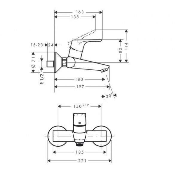 Hansgrohe Focus 180 31923000 praustuvo maišytuvas 1 Hansgrohe Focus 180 31923000 praustuvo maišytuvas 1