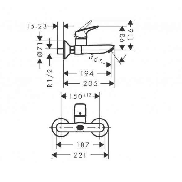 Hansgrohe Logis 71225000 praustuvo maišytuvas 1