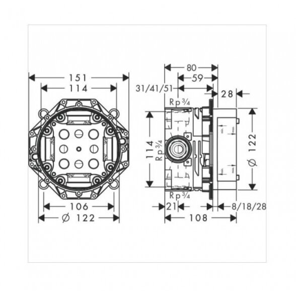 Hansgrohe Metris 31493000 potinkinis dušo maišytuvas 2 Hansgrohe Metris 31493000 potinkinis dušo maišytuvas 2