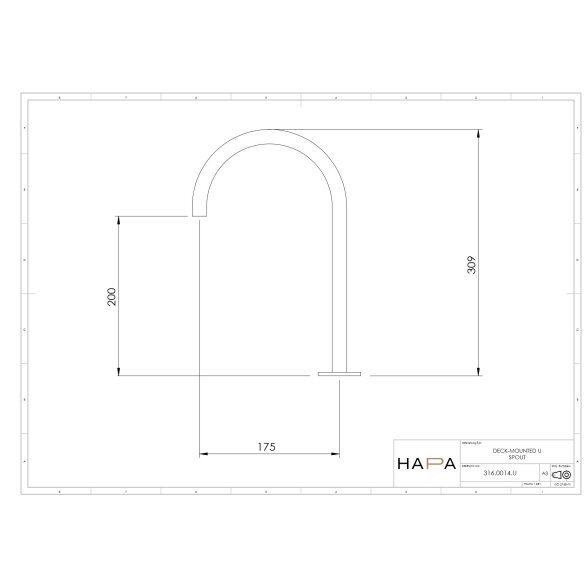 Hapa 316 Inox aukštas praustuvo snapelis U formos 2 Hapa 316 Inox aukštas praustuvo snapelis U formos 2