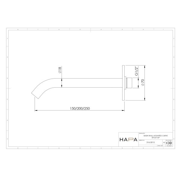 Hapa 316 Inox sieninis praustuvo snapelis 45° 1 Hapa 316 Inox sieninis praustuvo snapelis 45° 1