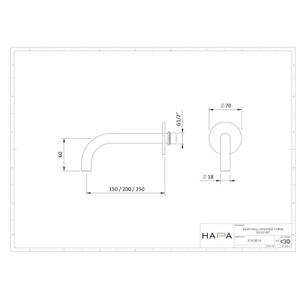 Hapa 316 Inox sieninis praustuvo snapelis 90° 2