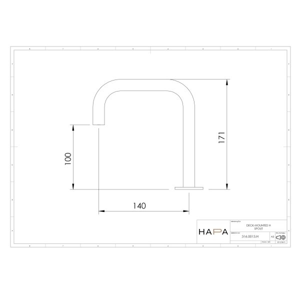Hapa 316 Inox žemas praustuvo snapelis H formos 2
