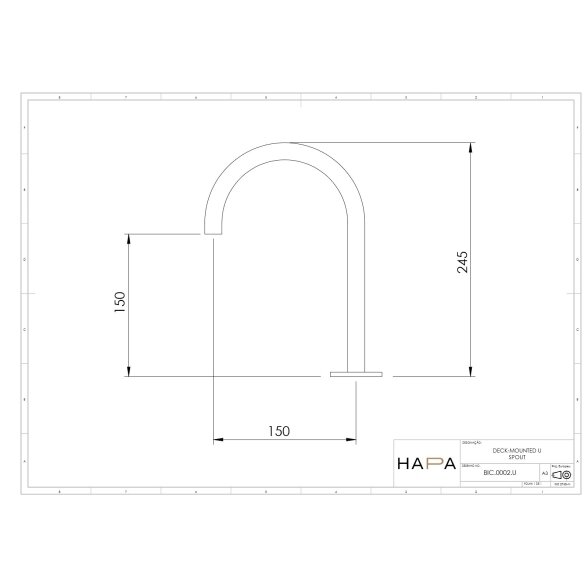 Hapa C35 ant praustuvo montuojamas U formos snapelis, 245 mm 2 Hapa C35 ant praustuvo montuojamas U formos snapelis, 245 mm 2