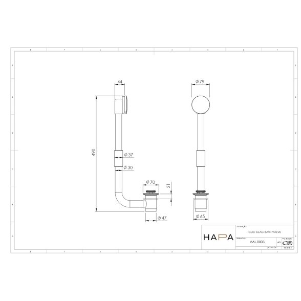 Hapa C35 Click-Clack vonios sifonas 2 Hapa C35 Click-Clack vonios sifonas 2
