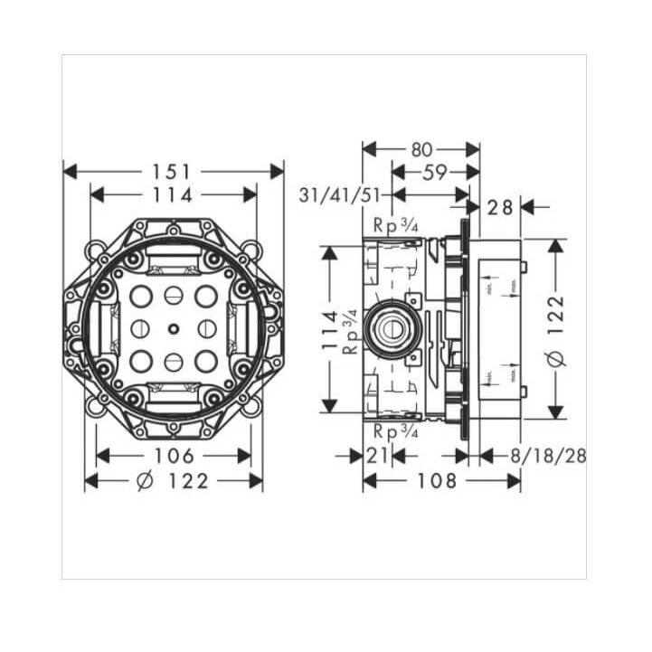 Hansgrohe Metris 31652000 HighFlow potinkinis dušo maišytuvas 3