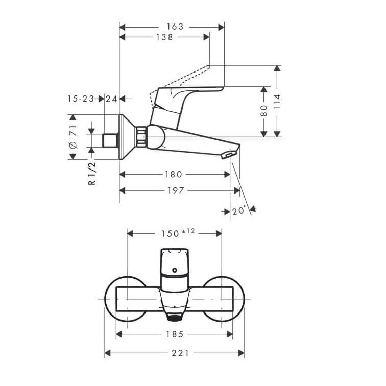 Hansgrohe Focus 180 31923000 praustuvo maišytuvas 1