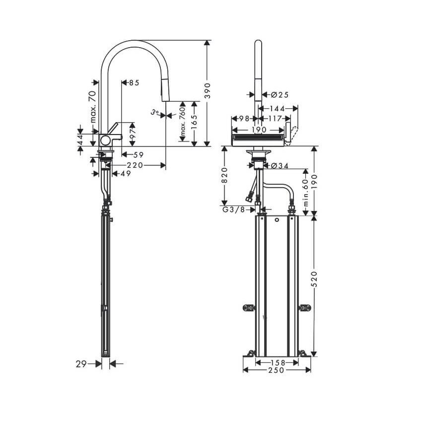 Hansgrohe Aquno Select M81 73831000 virtuvinis maišytuvas 7 Hansgrohe Aquno Select M81 73831000 virtuvinis maišytuvas 7