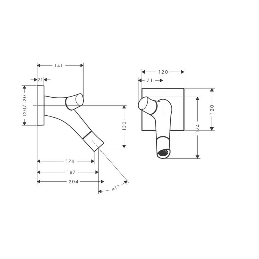 Hansgrohe Axor Starck Organic 187 mm praustuvo maišytuvas iš sienos 1 Hansgrohe Axor Starck Organic 187 mm praustuvo maišytuvas iš sienos 1