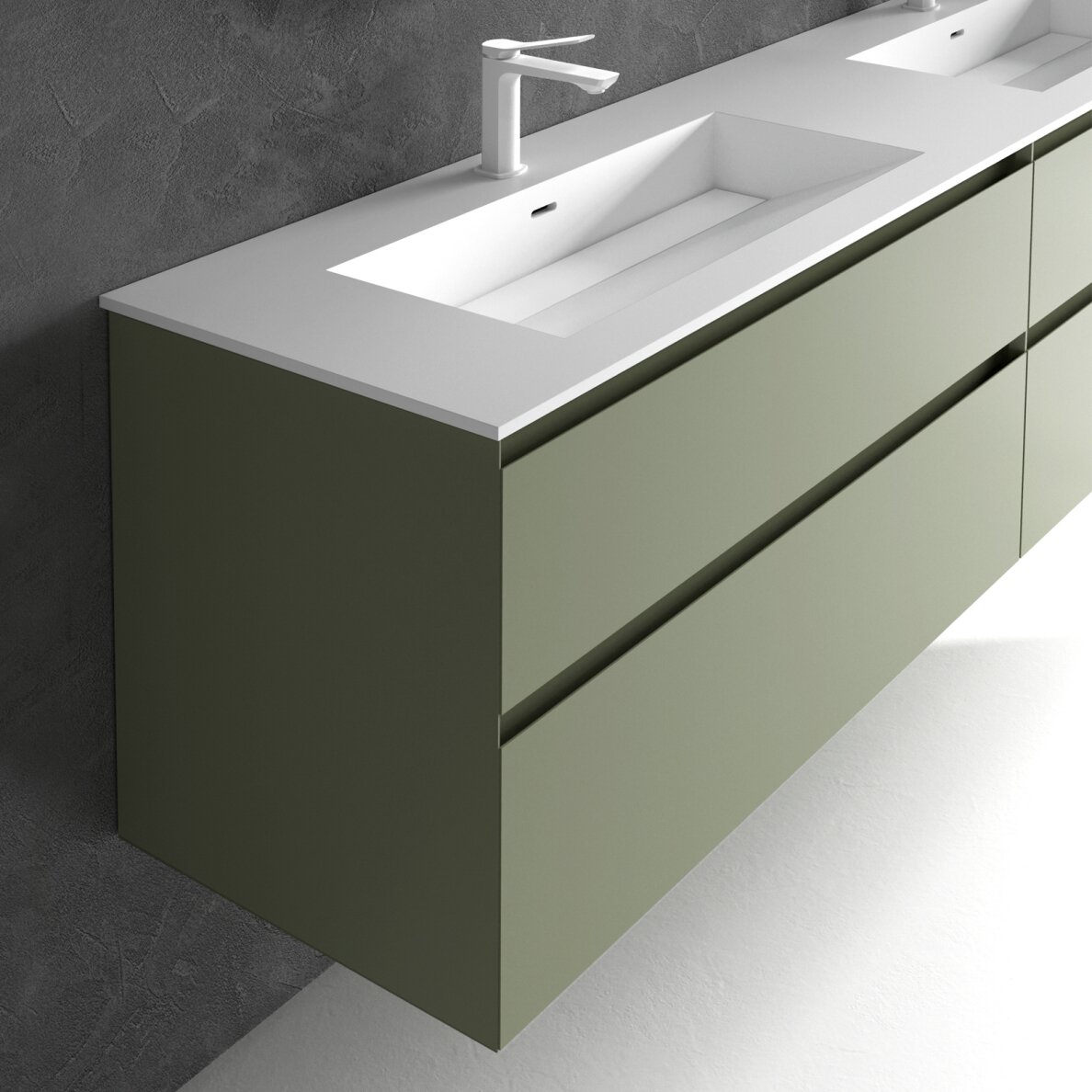 Kamė CORIAN®1 dvigubas praustuvas 200 cm, matinis baltas 1 Kamė CORIAN®1 dvigubas praustuvas 200 cm, matinis baltas 1