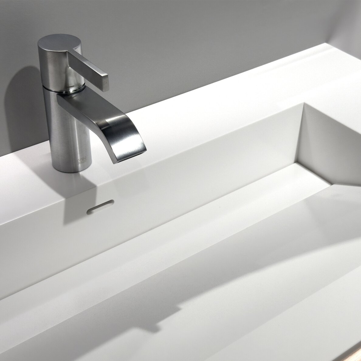 Kamė CORIAN®1 praustuvas su dubeniu dešinėje 120 cm, matinis baltas 6