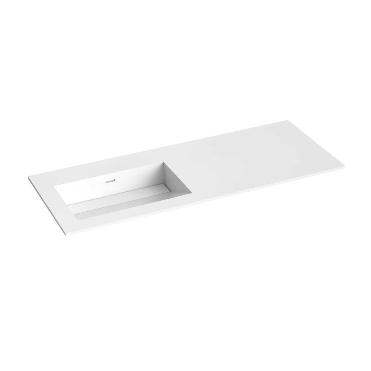 Kamė CORIAN®1 praustuvas su dubeniu kairėje 120 cm, matinis baltas Kamė CORIAN®1 praustuvas su dubeniu kairėje 120 cm, matinis baltas