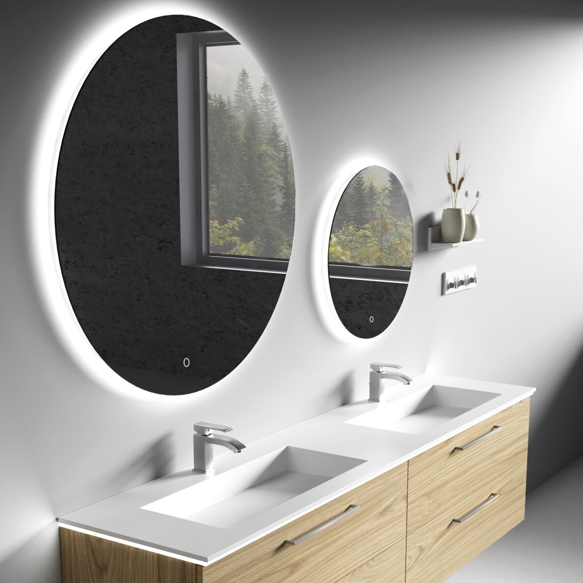 Kamė CORIAN®2 dvigubas praustuvas 120 cm, matinis baltas 1 Kamė CORIAN®2 dvigubas praustuvas 120 cm, matinis baltas 1