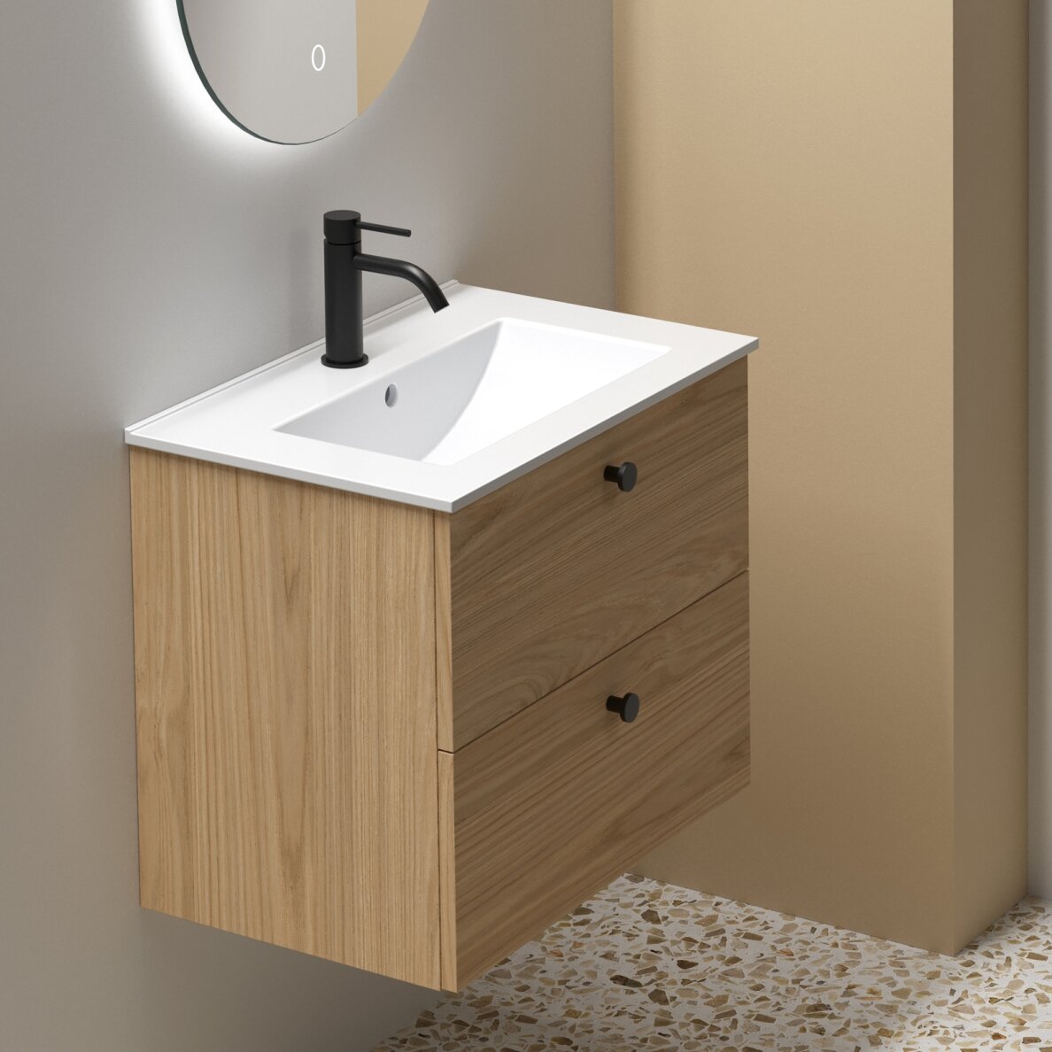 Kamė LUARA įleidžiamas keraminis praustuvas 60 cm, baltas 1 Kamė LUARA įleidžiamas keraminis praustuvas 60 cm, baltas 1